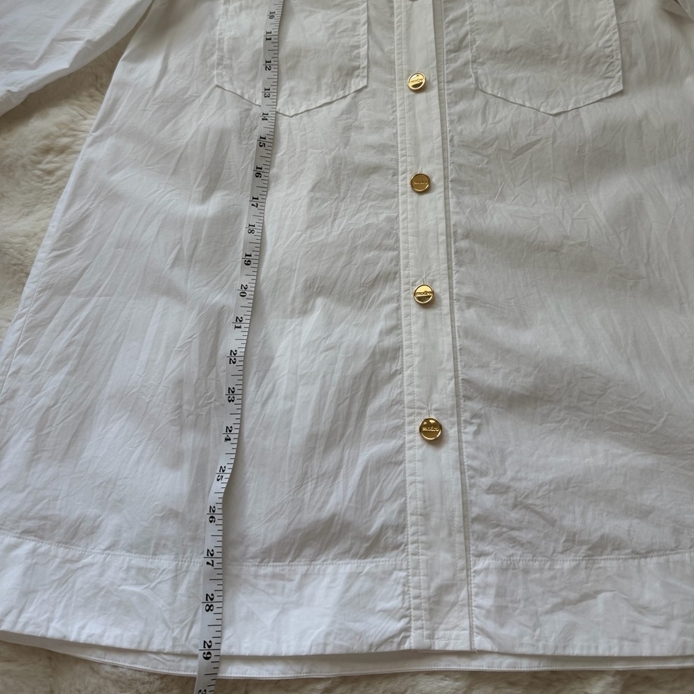 Sandro Oversized Cotton White Short Sleeve Button-Down Shirt / Tunic Size 0-S - Picture 13 of 16